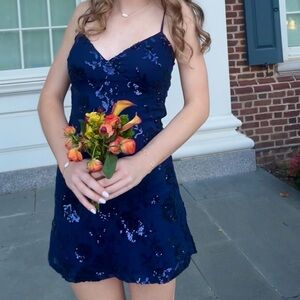 Navy Blue Sequin Dress
